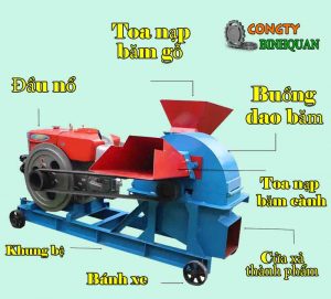 cấu tạo máy băm gỗ 5t đầu nổ